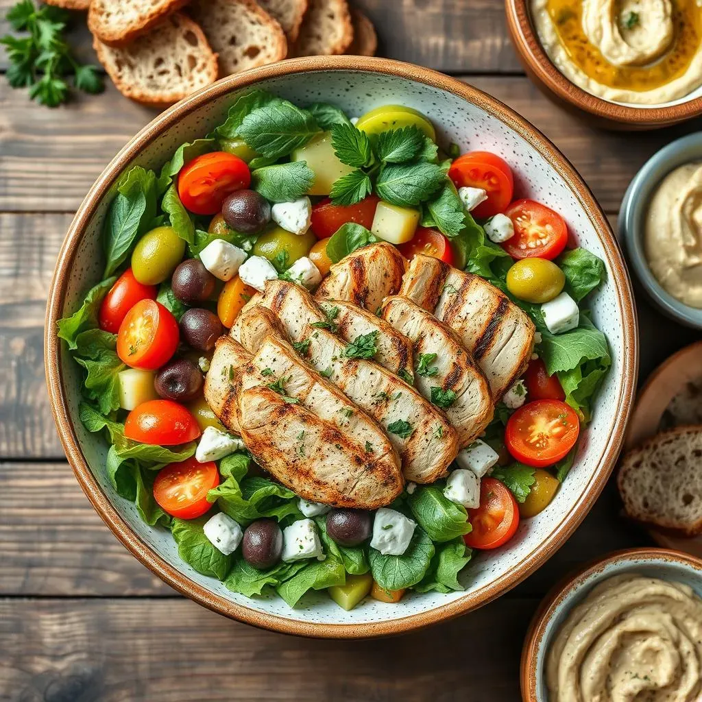 Assembling and Serving Your Mediterranean Salad with Chicken