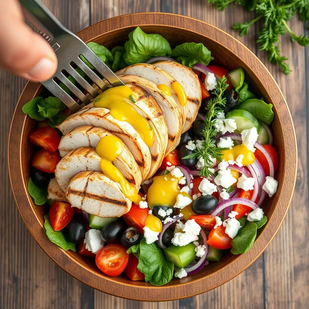 Assembling Your Delicious Greek Chicken and Salad