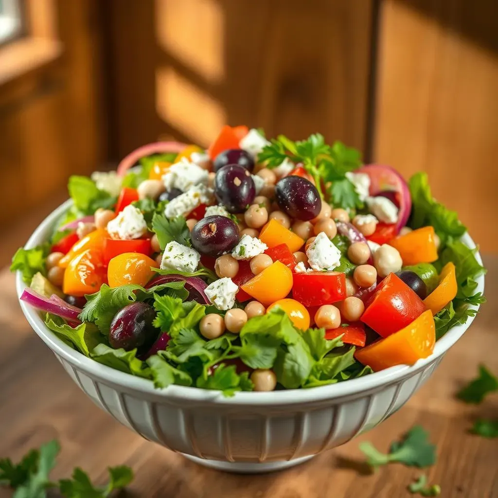 Fresh Garden Vegetables, Herbs, and Other Mediterranean Favorites in this Salad