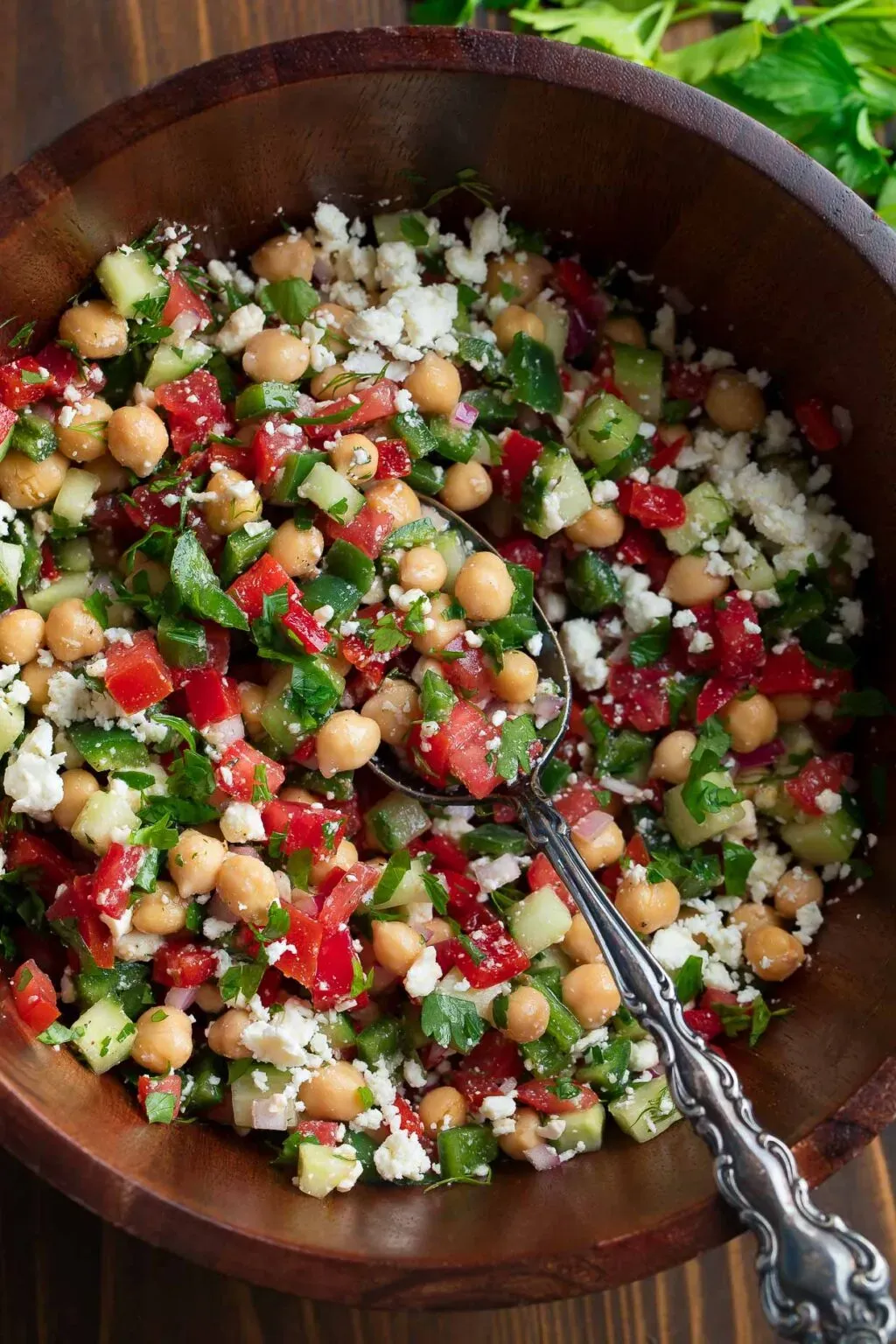 Gathering Ingredients for Mediterranean Chickpea Feta Salad