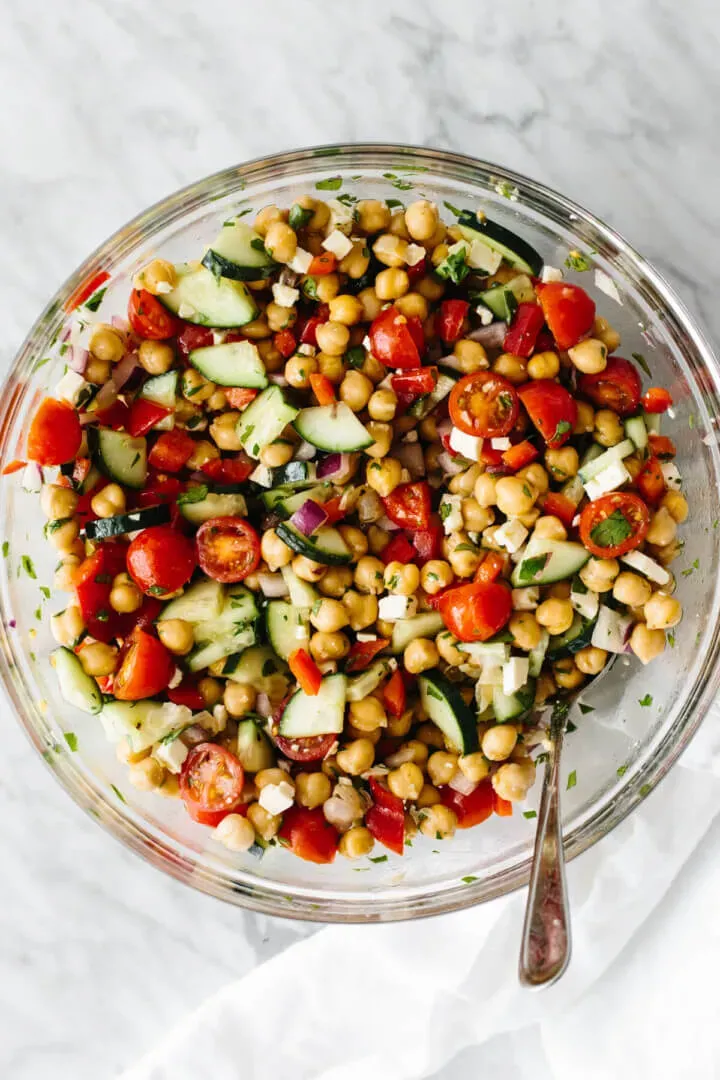 Gathering Ingredients for Your Mediterranean Chickpea Salad