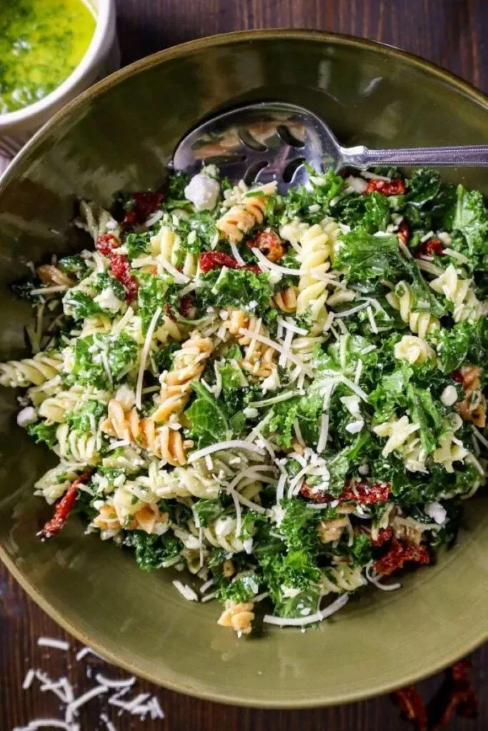 Gathering Your Ingredients for Kale Mediterranean Pasta Salad