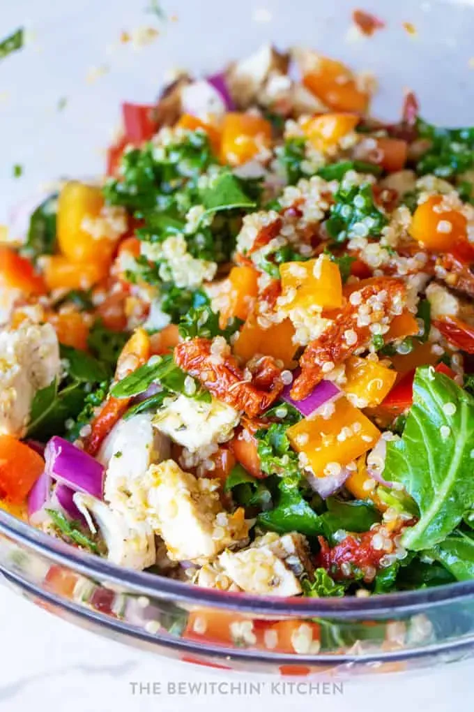 Getting Your Ingredients Ready for Mediterranean Quinoa Salad with Chicken