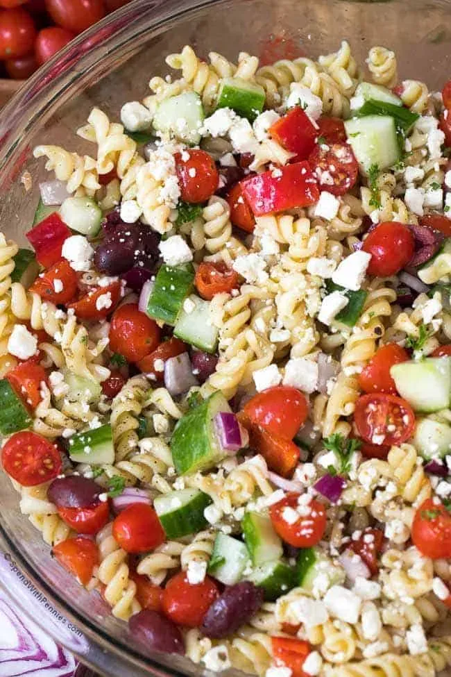 Simple steps for making amazing greek pasta salad feta