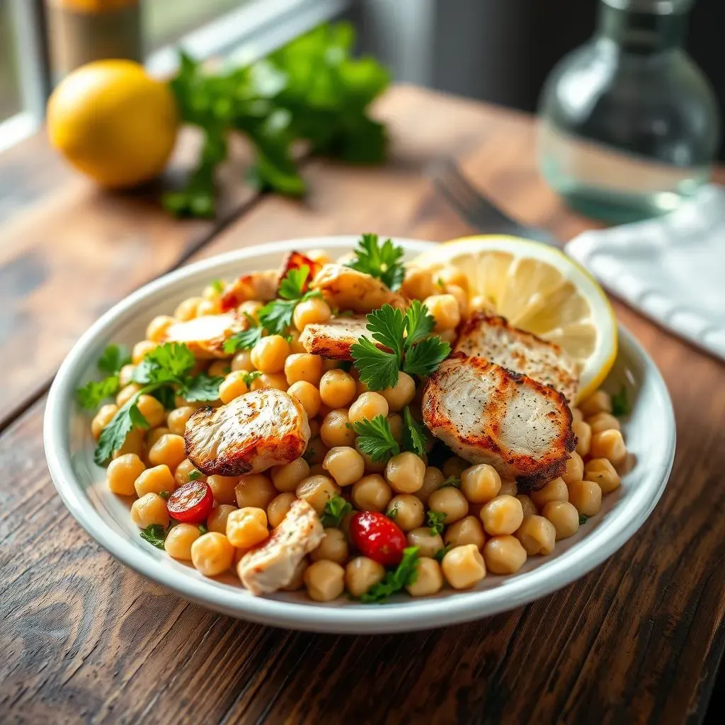 Ingredients for a Flavorful Mediterranean Chickpea Salad with Grilled Chicken