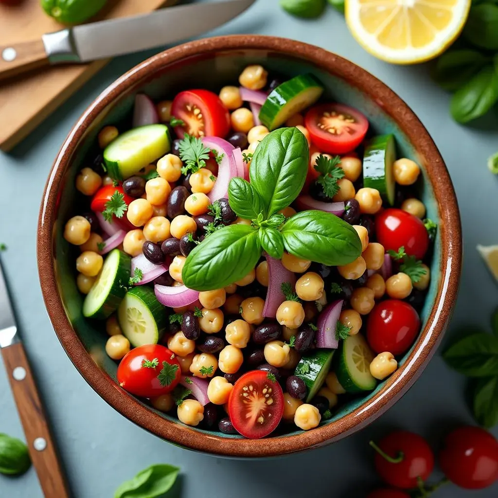 Ingredients for the Perfect Mediterranean Chickpea and Black Bean Salad