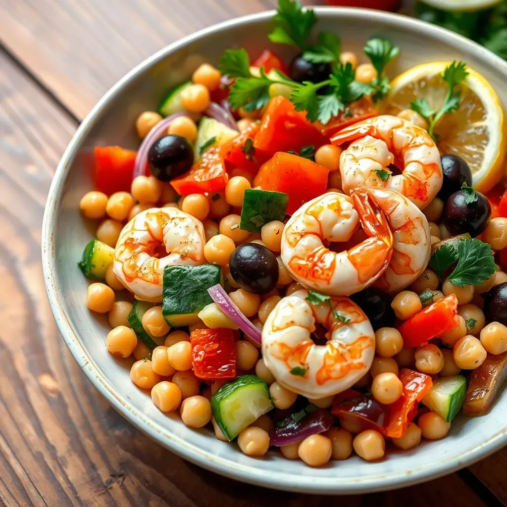 Making a Delicious Mediterranean Chickpea Salad with Shrimp