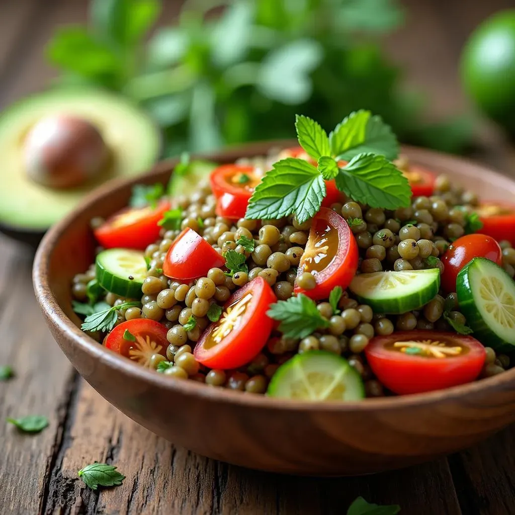 Making the Best Mediterranean Lentil Salad with Avocado