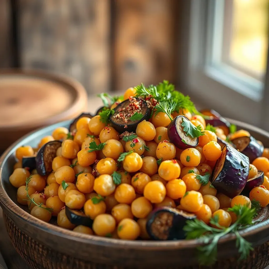 Making the Perfect Mediterranean Chickpea Salad with Eggplant