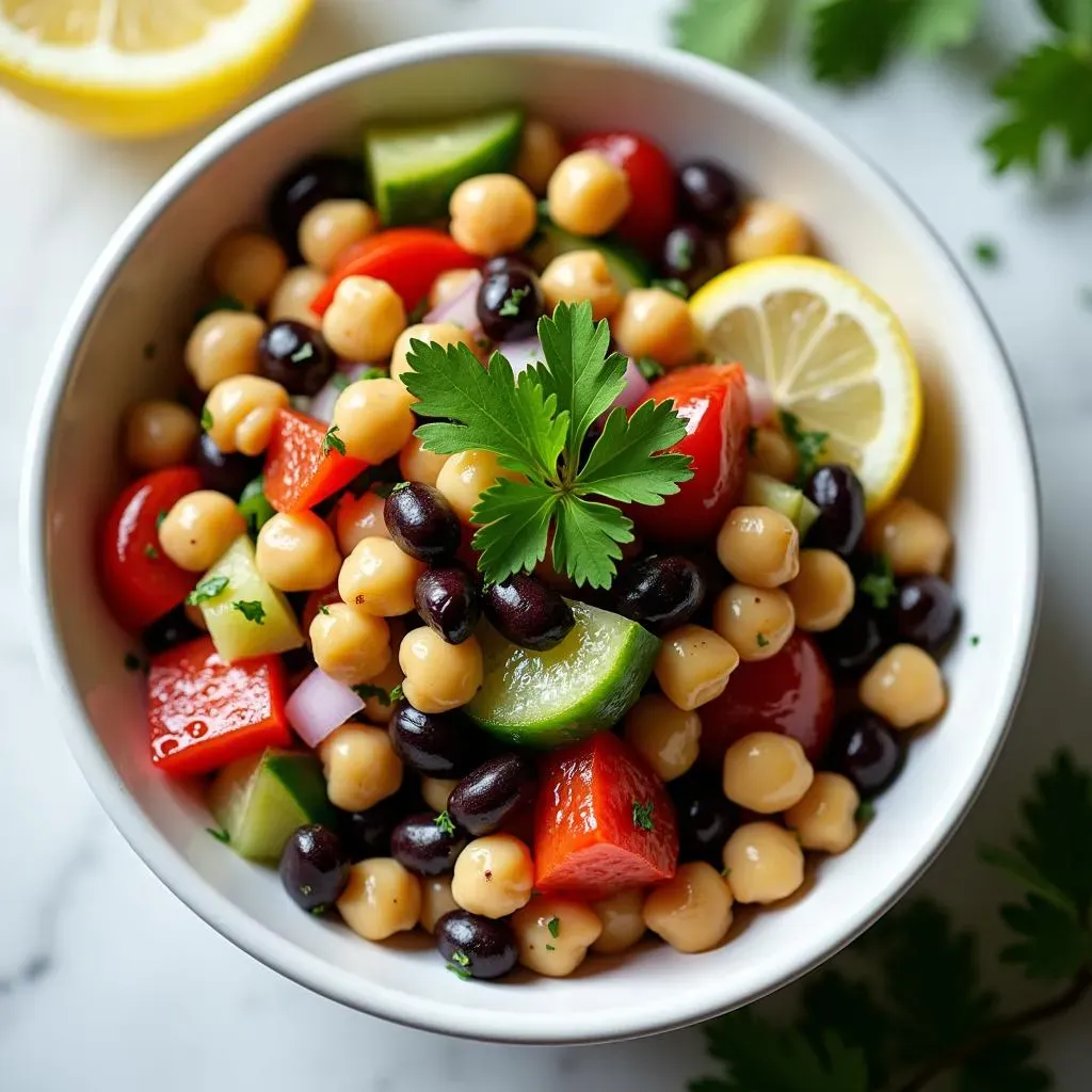 Amazing Mediterranean Chickpea and Black Bean Salad Recipe
