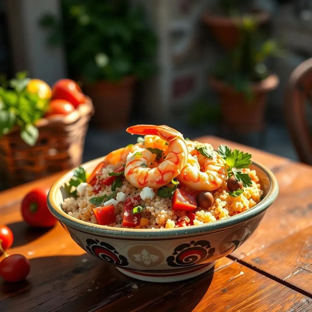 Amazing Mediterranean Couscous Salad with Shrimp