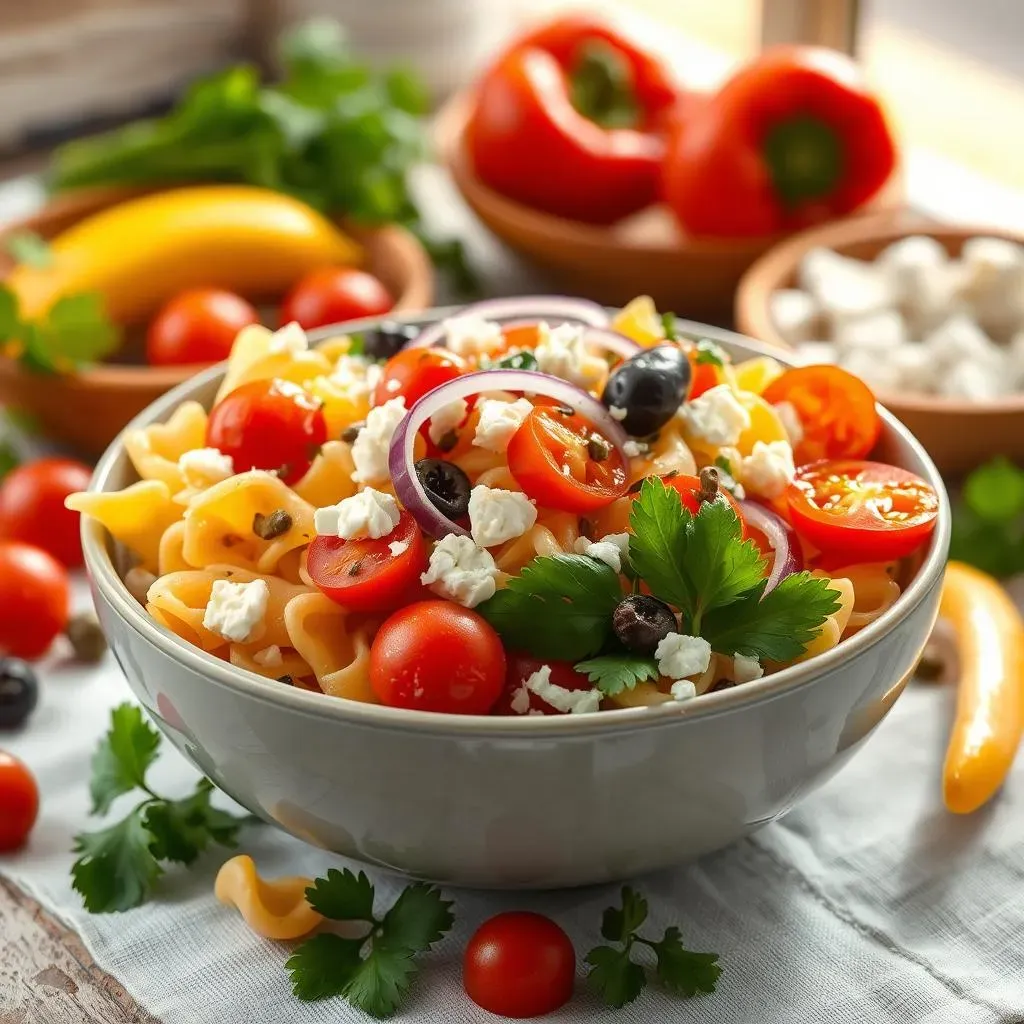 Mediterranean Greek Pasta Salad Ingredients