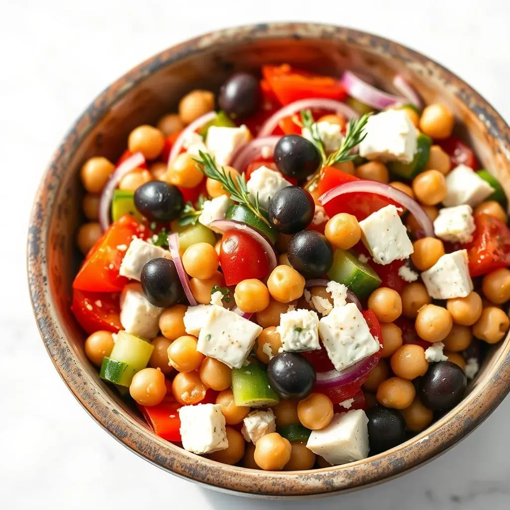 Super Easy Mediterranean Greek Salad with Chickpeas