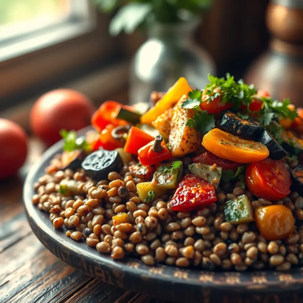 Ultimate Mediterranean lentil salad with roasted vegetables