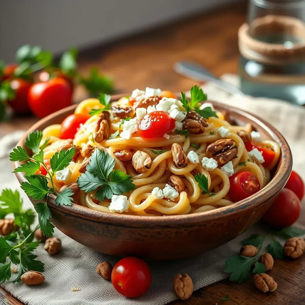 Amazing Mediterranean Pasta Salad with Nuts, Super Easy!