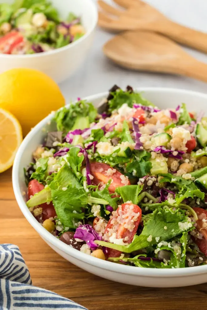 Easy mediterranean quinoa salad lemon dressing