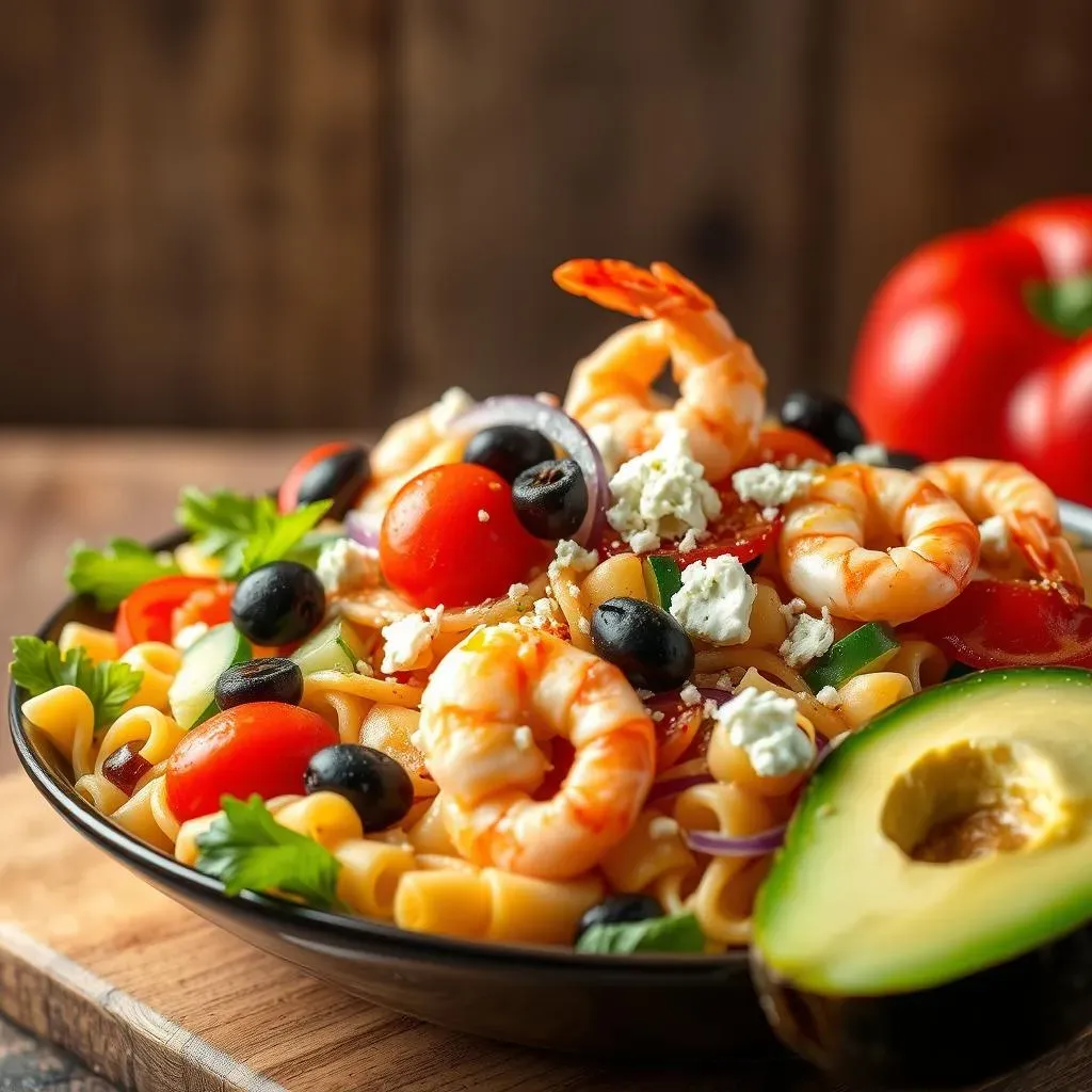 Mediterranean Shrimp Pasta Salad Recipe and Ingredients