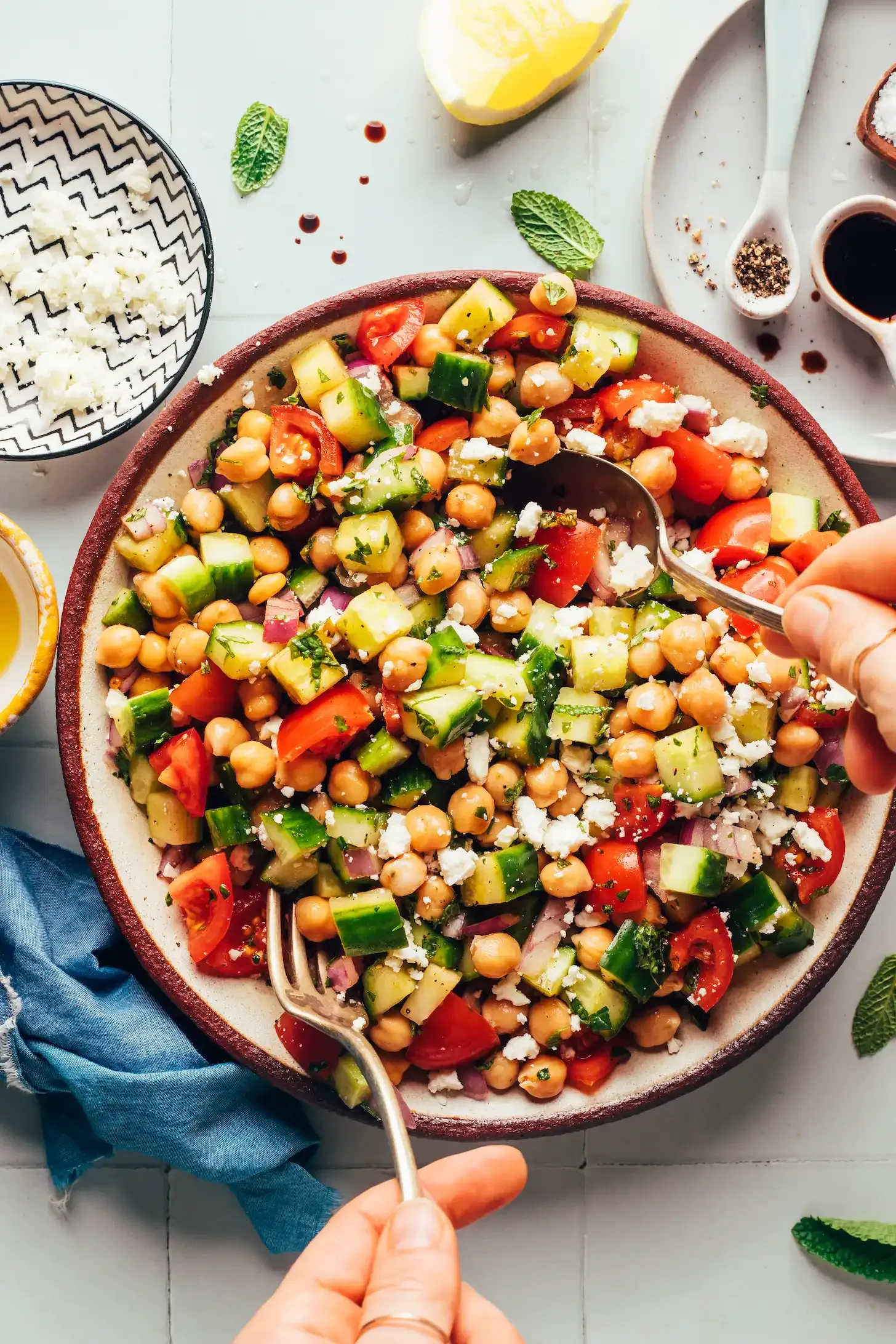 Putting Together Your Mediterranean Cucumber Chickpea Salad