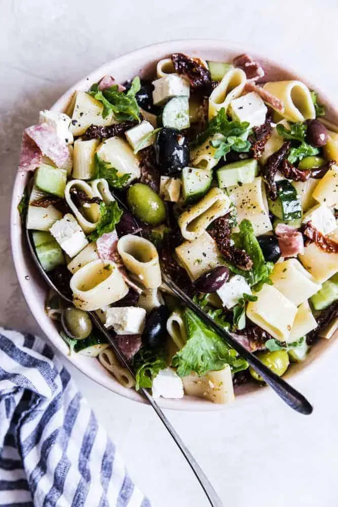 Serving and Storing Mediterranean Pasta Salad