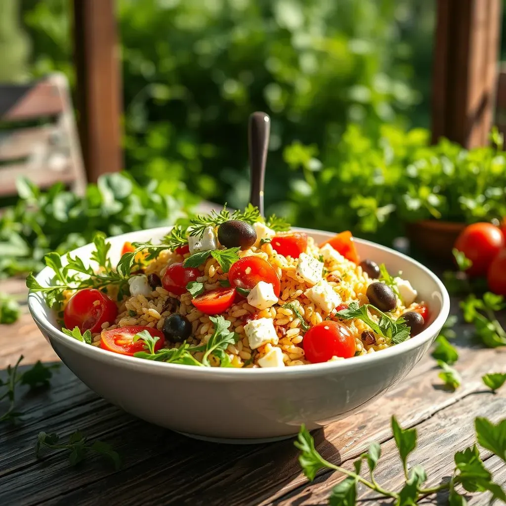 Serving Your Amazing Mediterranean Orzo Salad with Arugula