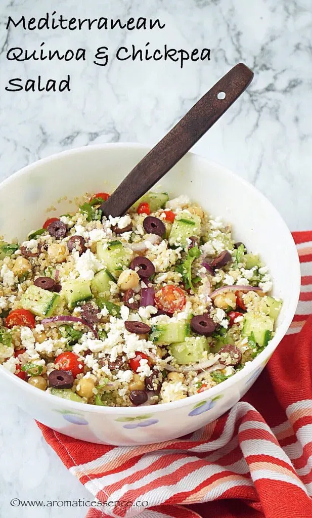 Serving Your Perfect Mediterranean Salad with Quinoa and Chickpeas