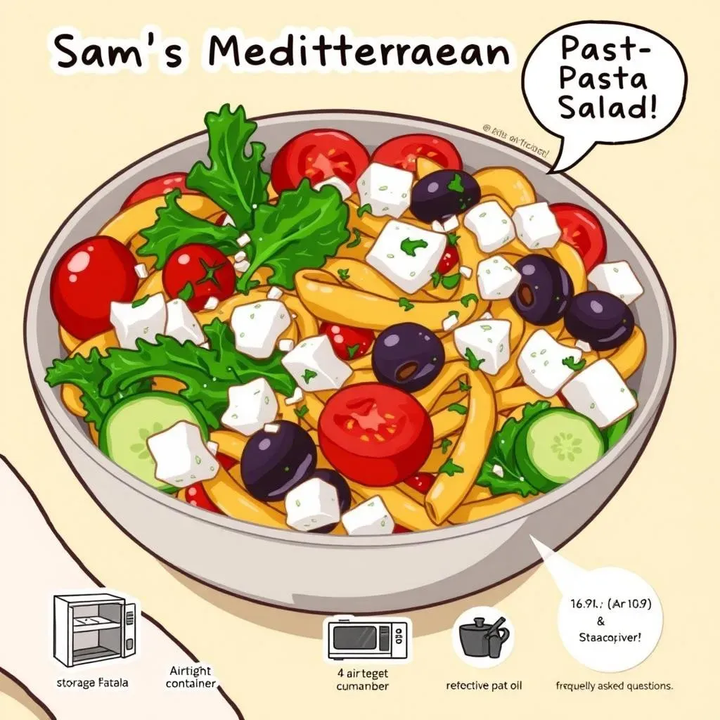 Storing, Reheating, and FAQs About Sam's Mediterranean Pasta Salad