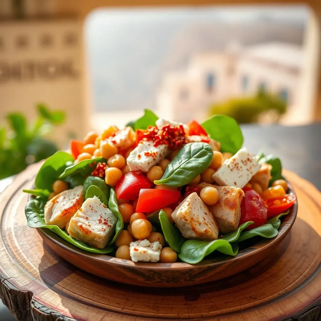 Variations on the Mediterranean Chicken Salad with Spinach Theme